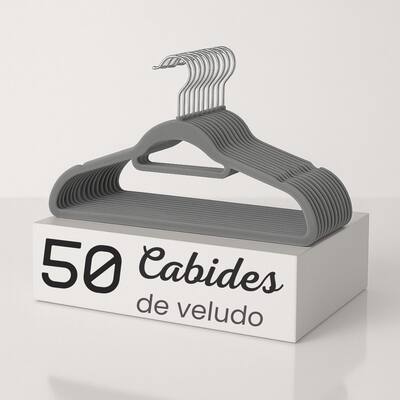 Kit 50 Cabides Veludo para Roupas Antideslizante Giratório