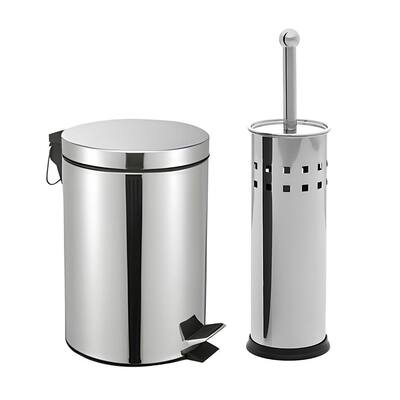 Kit Lixeira 5 Litros Inox com Pedal + Escova Sanitária Inox