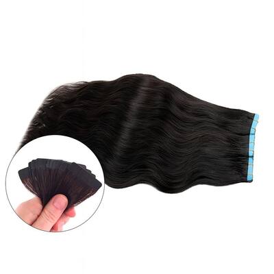 Mega Hair Fita Adesiva Castanho ondulado 60cm 10 Peças