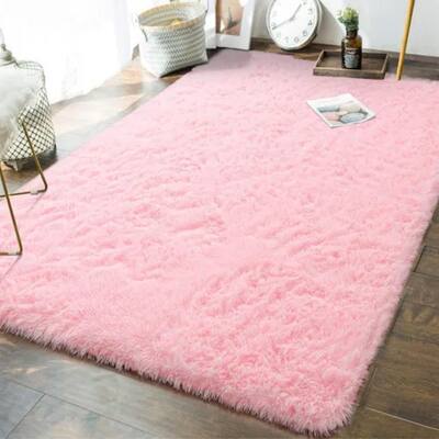 tapete sala quarto peludo felpudo fofinho 1,00x1,50 antiderapante  Rosa Bebe Para Menina