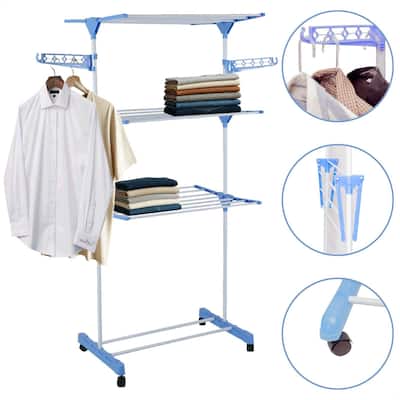 Varal De Chão Vertical Para Roupas 3 Andares Dobrável Portátil Grande
