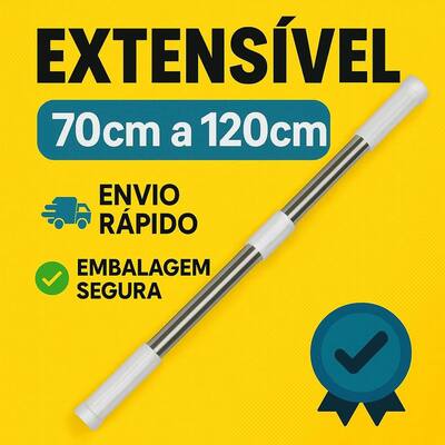 Varão Extensível Para Cortina de Banheiro em Aço Inox 70cm até 120cm