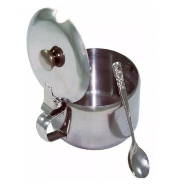 Açucareiro Inox Com Colher Art House Imagem de Açucareiro Inox Com Colher Art House