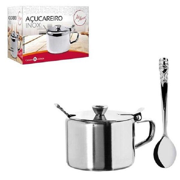 Açucareiro Inox Com Colher Art House Imagem de Açucareiro Inox Com Colher Art House
