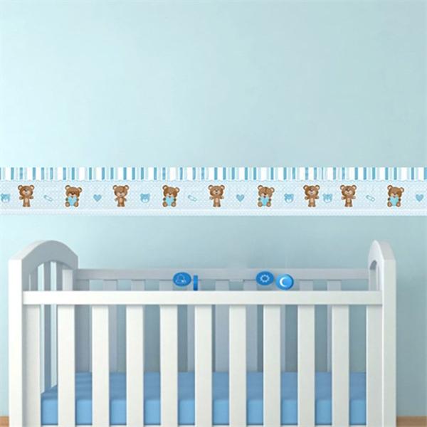 Adesivo de Parede Faixa Decorativa Para Quarto Infantil Ursinho Azul - Decore Fácil Imagem de Adesivo de Parede Faixa Decorativa Para Quarto Infantil Ursinho Azul