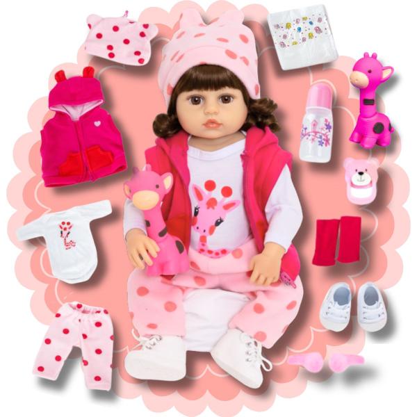 Bebê Reborn Boneca Girafinha Realista Silicone Menina Boneca Pode dar Banho