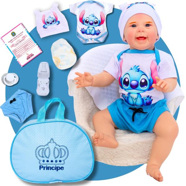 Bebê Reborn Menino Realista Original Articulado Corpo de Silicone Com Bolsa M...