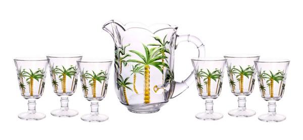 Conjunto Coqueiro com Jarra e 6 Taças - Lyor Imagem de Conjunto Coqueiro com Jarra e 6 Taças