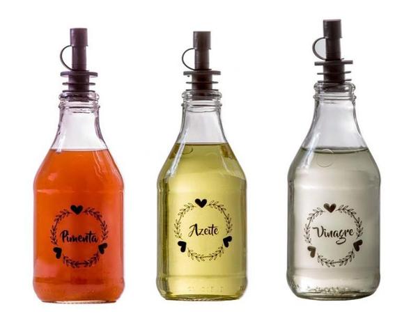 Conjunto de Galheteiro 3 Unidades - 220ml (Pimenta/Azeite/Vinagre) - Amare - Vetrolar Imagem de Conjunto de Galheteiro 3 Unidades - 220ml (Pimenta/Azeite/Vinagre) - Amare