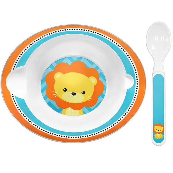 Conjunto de pratinho Bowl com colher Buba Leãozinho Imagem de Conjunto de pratinho Bowl com colher Buba Leãozinho
