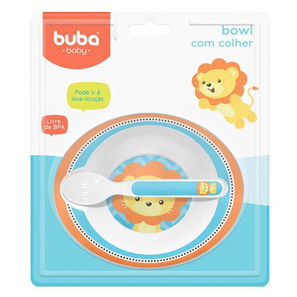 Conjunto de pratinho Bowl com colher Buba Leãozinho Imagem de Conjunto de pratinho Bowl com colher Buba Leãozinho