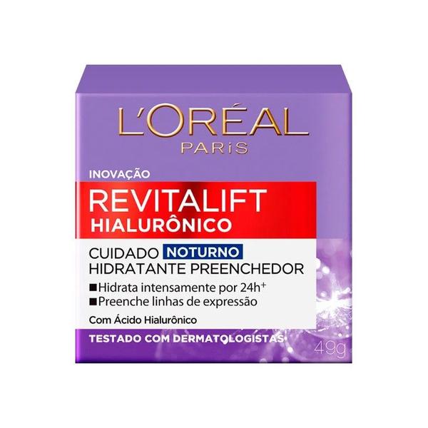 Creme Hidratante Facial Antirrugas Revitalift Hialurônico Loreal Paris NOTURN...