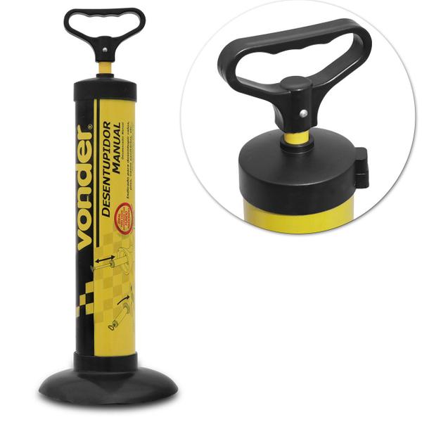 Desentupidor Pia e Vaso Sanitário Manual Vonder Tipo Bomba Amarelo e Preto Imagem de Desentupidor Pia e Vaso Sanitário Manual Vonder Tipo Bomba Amarelo e Preto