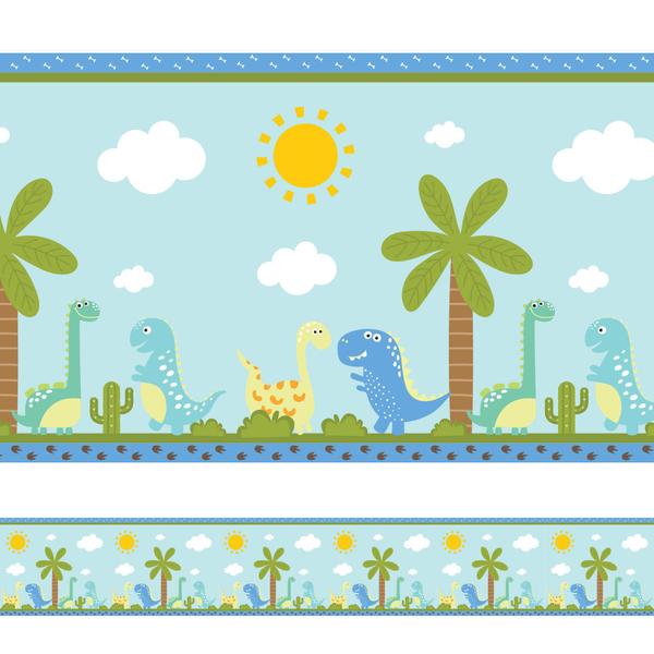 Faixa de Parede Dinossauro Baby Quarto de Menino 5mx10cm - Quartinhos Imagem de Faixa de Parede Dinossauro Baby Quarto de Menino 5mx10cm