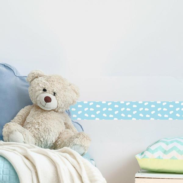 Faixa de Parede Nuvens em Azul para Quarto Infantil 10mx10cm - Quartinhos Imagem de Faixa de Parede Nuvens em Azul para Quarto Infantil 10mx10cm