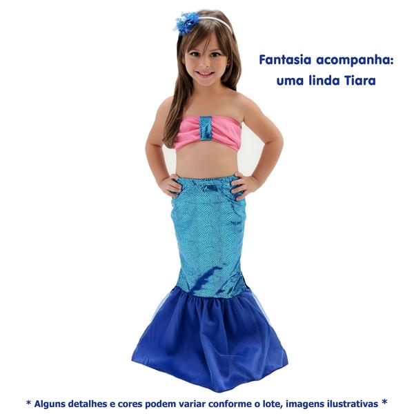 Fantasia Infantil Longo Pequena Sereia Ariel Azul - Anjo Fantasias Imagem de Fantasia Infantil Longo Pequena Sereia Ariel Azul