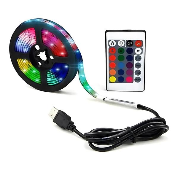 Fita Led 5050 Rgb Controle Remoto 2m 5v Usb Para Tv Pc Carro