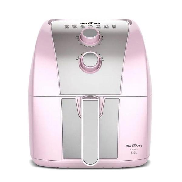 Air Fryer Rosa Britânia 5,5l Cesto Pinkstone 1500w Bafe53 127v