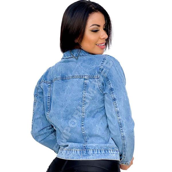 jaqueta jeans feminina azul claro