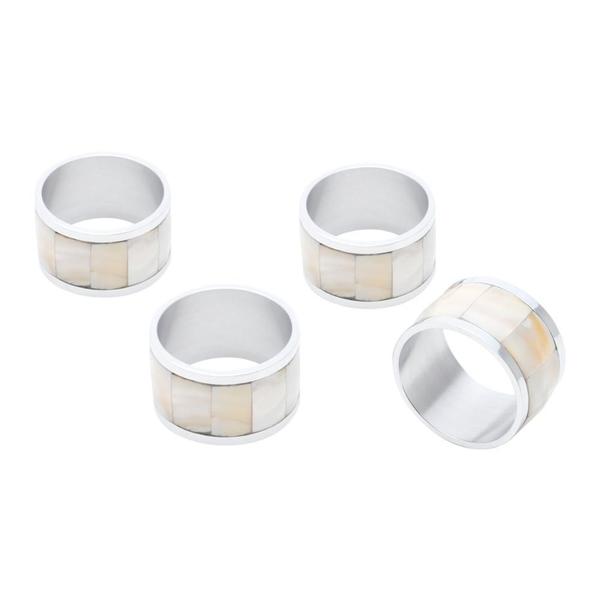 JOGO 4 PC ANÉIS DE AÇO INOX P/GUARDANAPO MADREPÉROLA 5X3cm - Prestige Imagem de JOGO 4 PC ANÉIS DE AÇO INOX P/GUARDANAPO MADREPÉROLA 5X3cm
