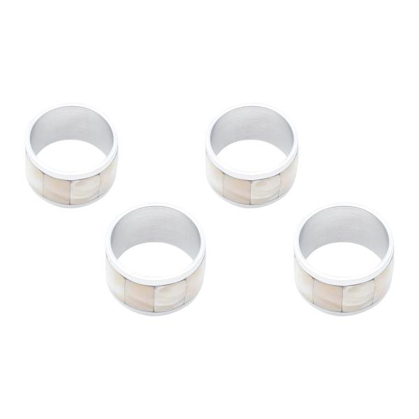 JOGO 4 PC ANÉIS DE AÇO INOX P/GUARDANAPO MADREPÉROLA 5X3cm - Prestige Imagem de JOGO 4 PC ANÉIS DE AÇO INOX P/GUARDANAPO MADREPÉROLA 5X3cm