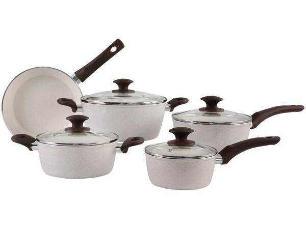 Jogo de Panelas Brinox Cerâmico de Alumínio Vanilla 5 Peças Optima Essentials...