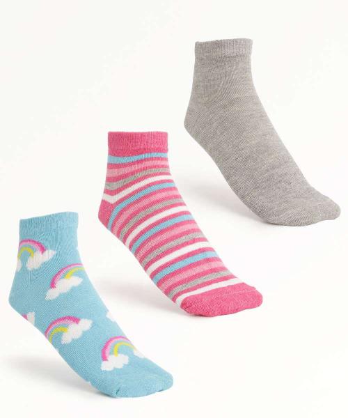Kit 3 Pares Meias Cano Curto Estampada Feminina Marisa-17456