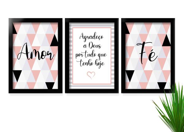Kit 3 Quadros Decorativos C/ Molduras Frases Motivacionais - Fourdec Imagem de Kit 3 Quadros Decorativos C/ Molduras Frases Motivacionais