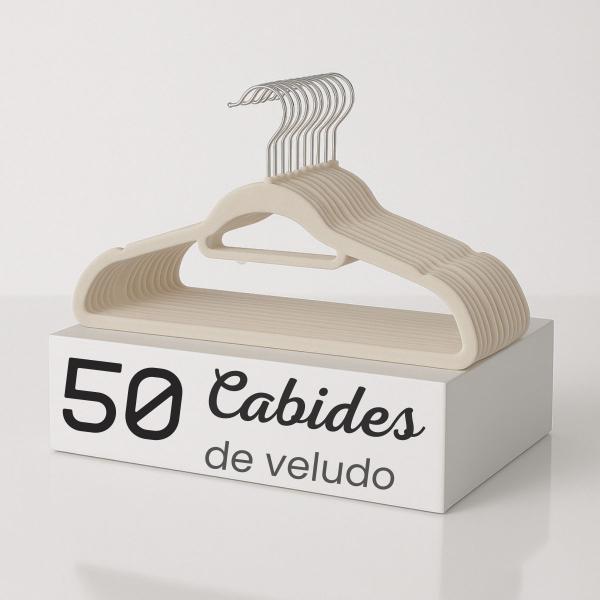 Kit 50 Cabides Veludo para Roupas Antideslizante Giratório