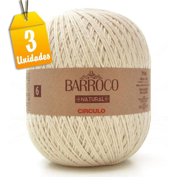 Kit Barbante Barroco Natural 4/6 6 Fios 700g - 3 unidades - Círculo Imagem de Kit Barbante Barroco Natural 4/6 6 Fios 700g - 3 unidades