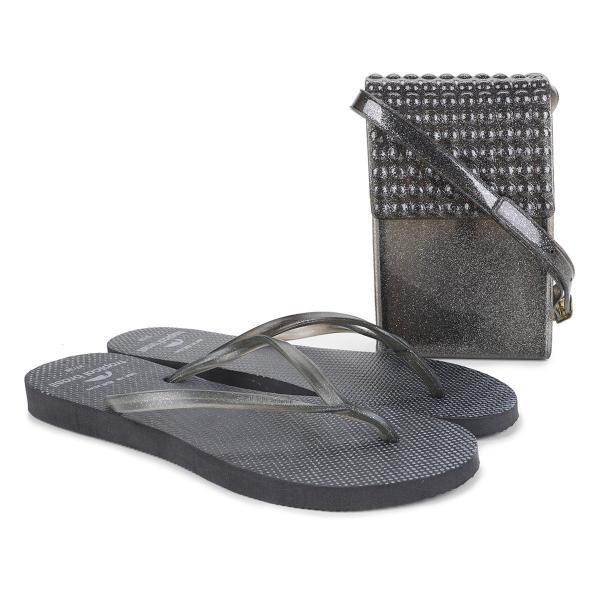 Kit Chinelo Tropical Brasil Estampado Slim + Bolsa Feminino
