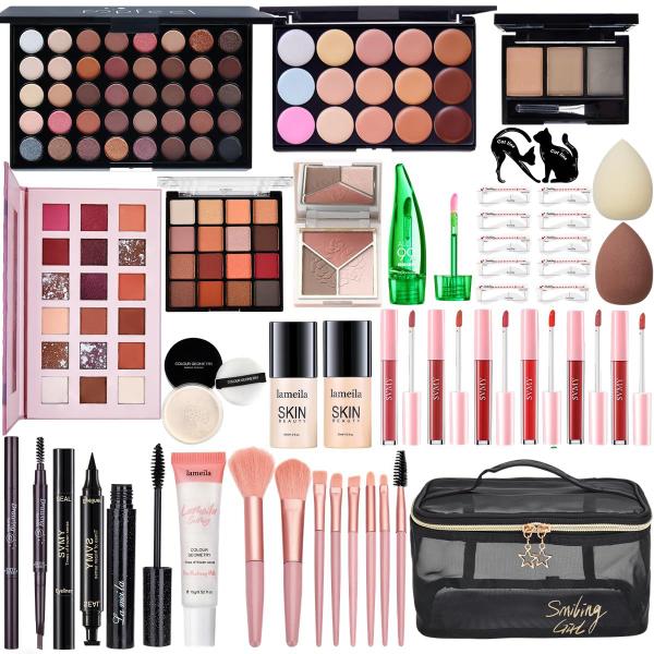 Kit de maquiagem CHAFFUL All in One para mulheres com base e muito mais
