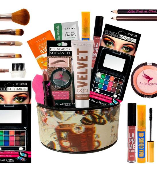 Kit De Maquiagens E Pincéis Completo Maleta - nova avenida