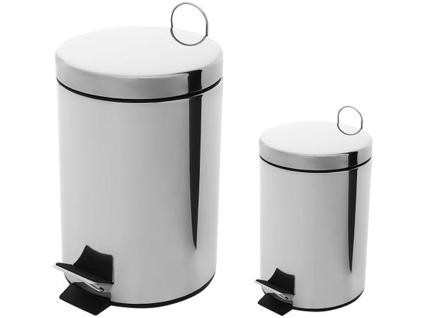 Kit Lixeira Inox com Pedal e Tampa 3L e 12L 2 Peças Brinox Standard