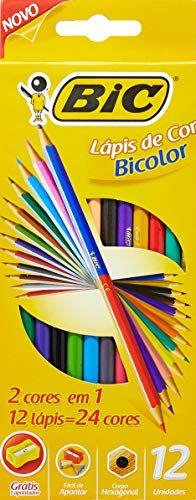 Lapis De Cor Sextavado Bic Bicolor 12 Lapis 24 Cores