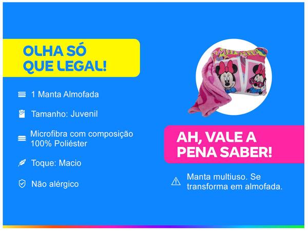Manta Almofada Juvenil Jolitex Microfibra Disney - Minnie Rosa Imagem de Manta Almofada Juvenil Jolitex Microfibra Disney