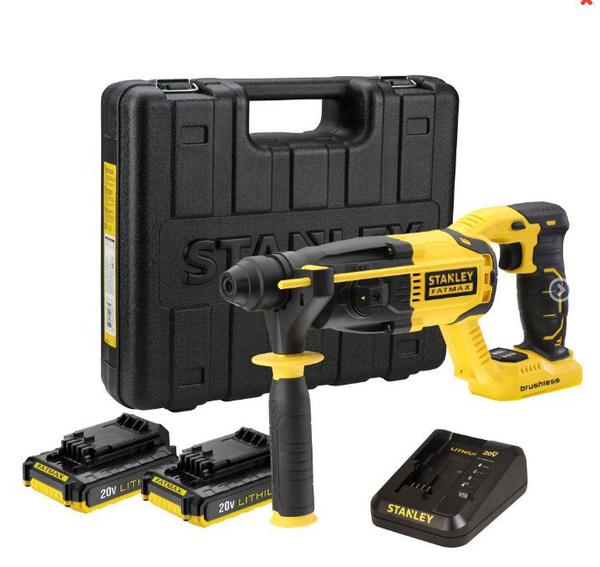 Martelete Perfurador e Rompedor à bateria Biv 20V Brusheless com 2 baterias FatMax - SBR20D2K - Stanley Imagem de Martelete Perfurador e Rompedor à bateria Biv 20V Brusheless com 2 baterias FatMax - SBR20D2K