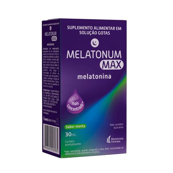 Melatonina Melatonum Max 30ml Em Gotas Sabor Menta