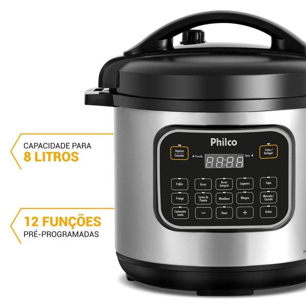 Panela Elétrica de Pressão PPP80 Multifuncional 8 Litros 12 funções 220v Cor Inox Philco