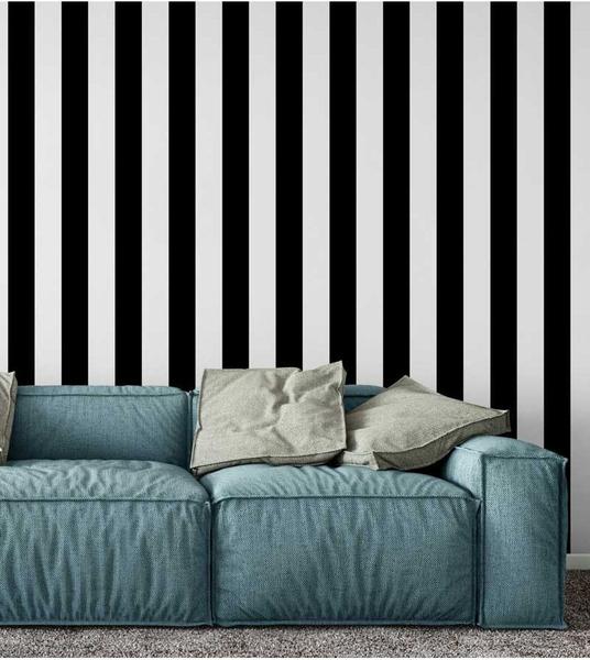 Papel de Parede Com Listras em Preto e Branco Para Salas e Quartos - Papel E Parede Adesivos Imagem de Papel de Parede Com Listras em Preto e Branco Para Salas e Quartos