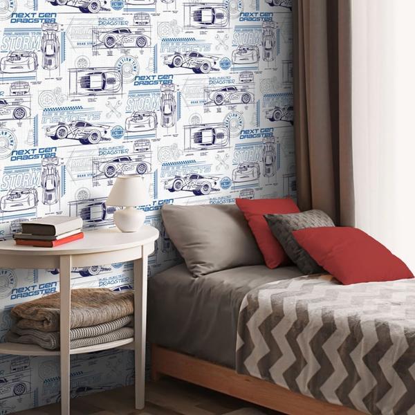 Papel de Parede Disney Carros Azul DI0916 A - Wiler-K Imagem de Papel de Parede Disney Carros Azul DI0916 A