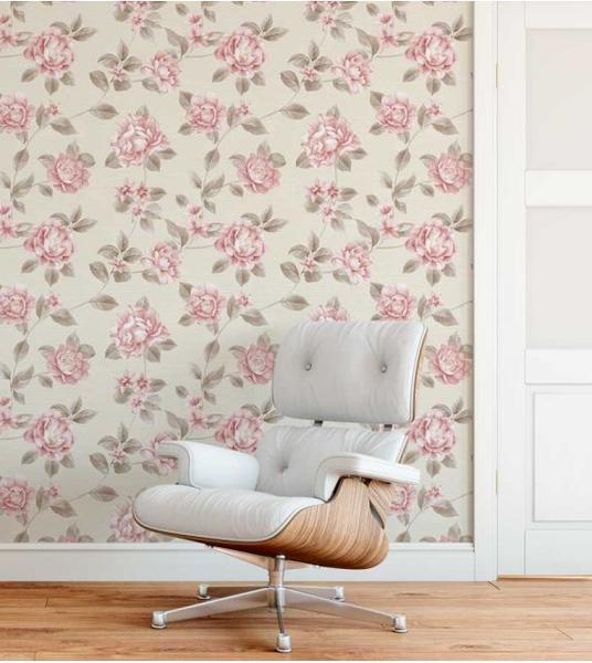 Papel de parede em tons bege, cinza e rosa - Papel E Parede Adesivos Imagem de Papel de parede em tons bege, cinza e rosa
