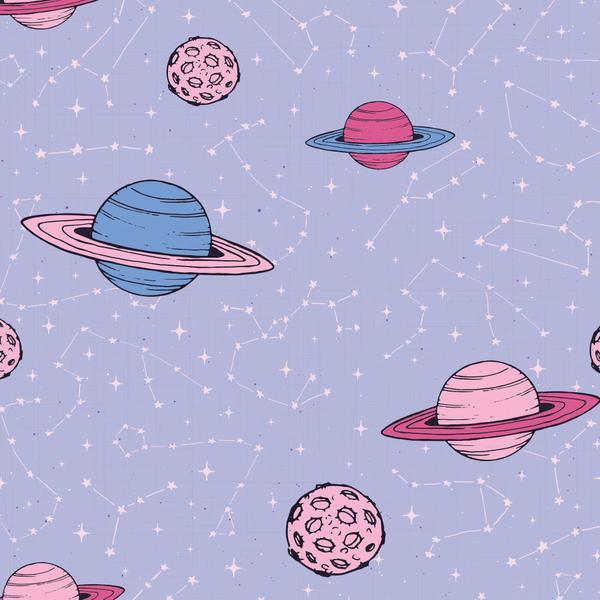 Papel de Parede Espaço Planetas para Quarto Menina 57x270cm - Quartinhos Imagem de Papel de Parede Espaço Planetas para Quarto Menina 57x270cm