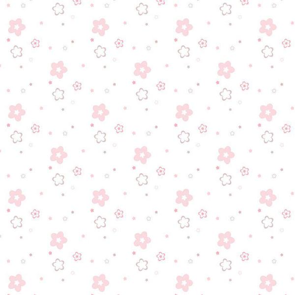 Papel de Parede Floral Rosa Infantil Adesivo 2,70x0,57m - Quartinhos Imagem de Papel de Parede Floral Rosa Infantil Adesivo 2,70x0,57m