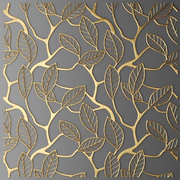Papel de Parede Folhas Douradas 3d - Ateliê Da Decoração Imagem de Papel de Parede Folhas Douradas 3d