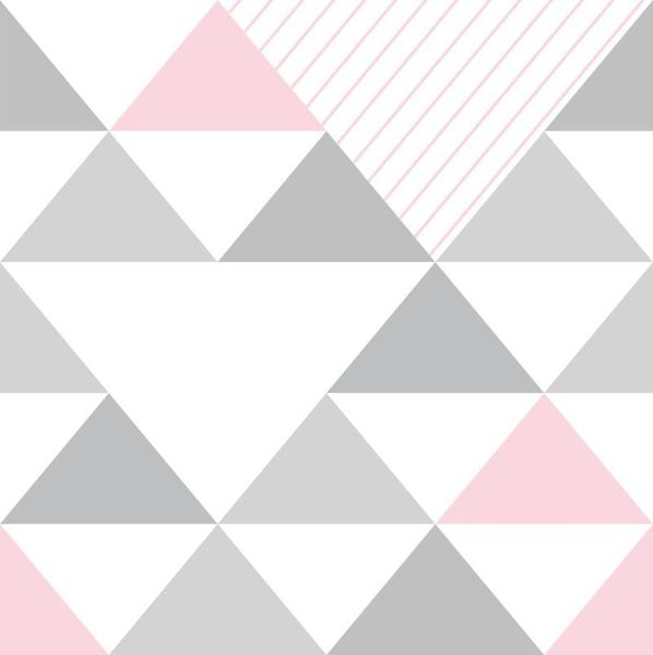 Papel de Parede Geométrico Triângulos em Tons de Rosa e Cinza - Inove Papéis De Parede Imagem de Papel de Parede Geométrico Triângulos em Tons de Rosa e Cinza