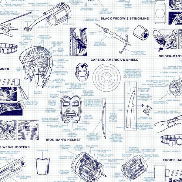 Papel de Parede Herois Marvel Branco DI0935 A - Wiler-K Imagem de Papel de Parede Herois Marvel Branco DI0935 A