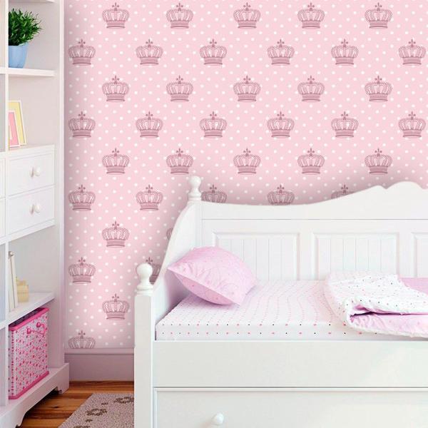 Papel de Parede Infantil com Coroas Cute - Inove Papéis De Parede Imagem de Papel de Parede Infantil com Coroas Cute