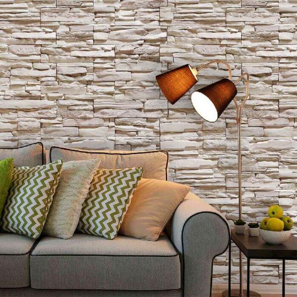 Papel de Parede Pedra em Bege Claro - Inove Papéis De Parede Imagem de Papel de Parede Pedra em Bege Claro