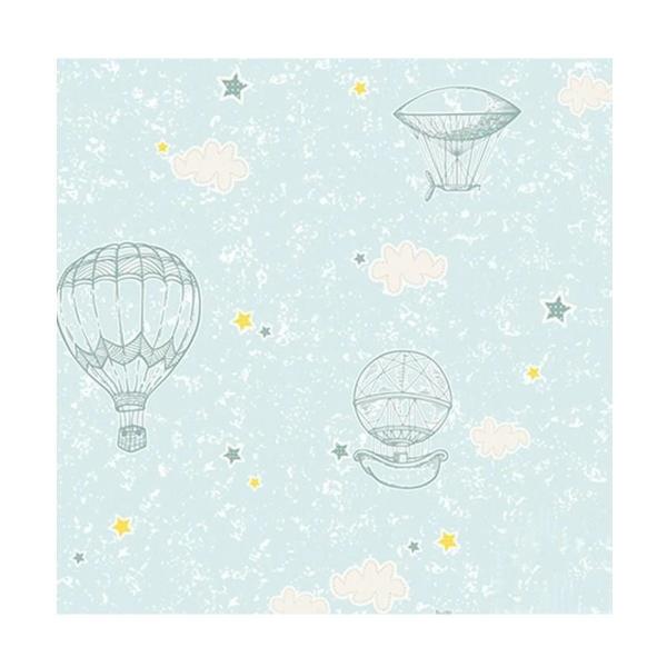 Papel de Parede Vinílico Infantil Coleção Yoyo Balões Azul - Kantai Imagem de Papel de Parede Vinílico Infantil Coleção Yoyo Balões Azul